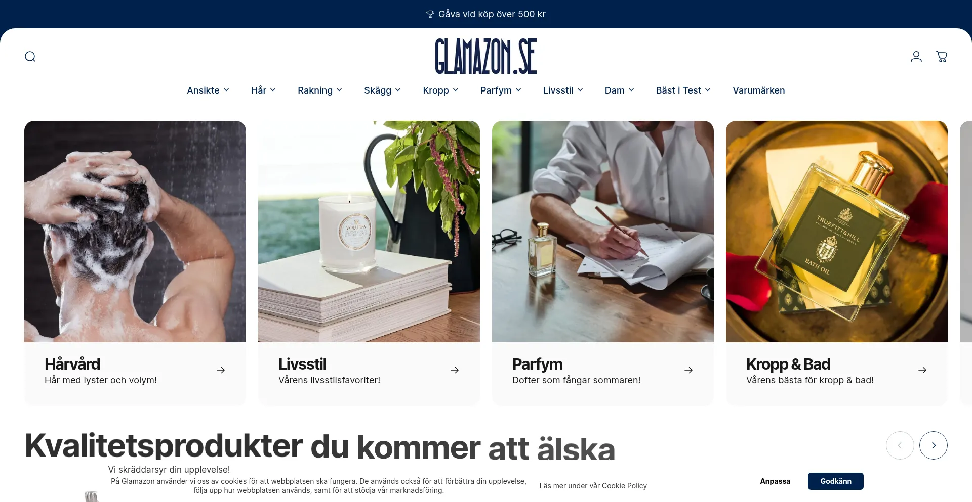 Website screenshot of Glamazon.se