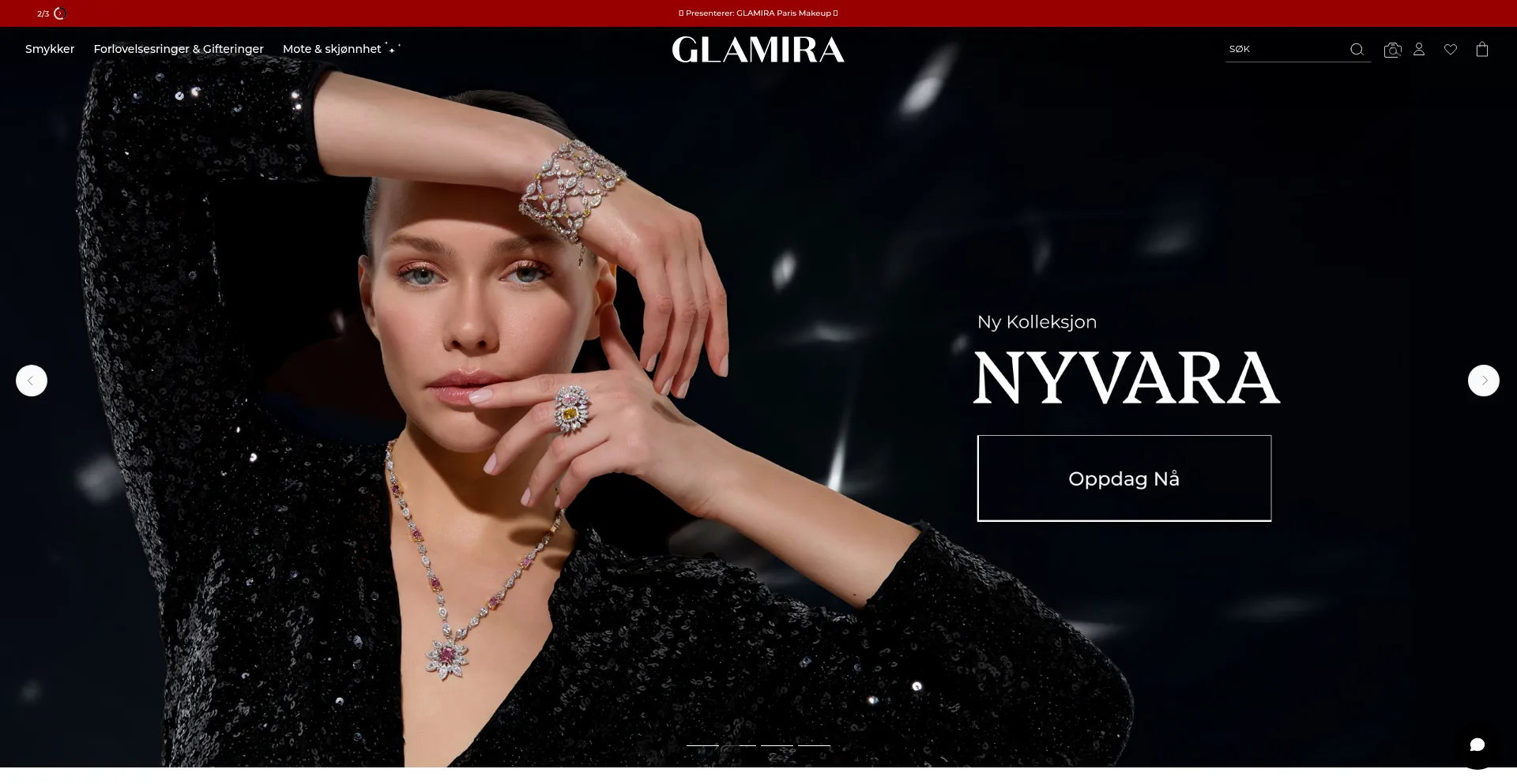 Website screenshot of Glamira.no
