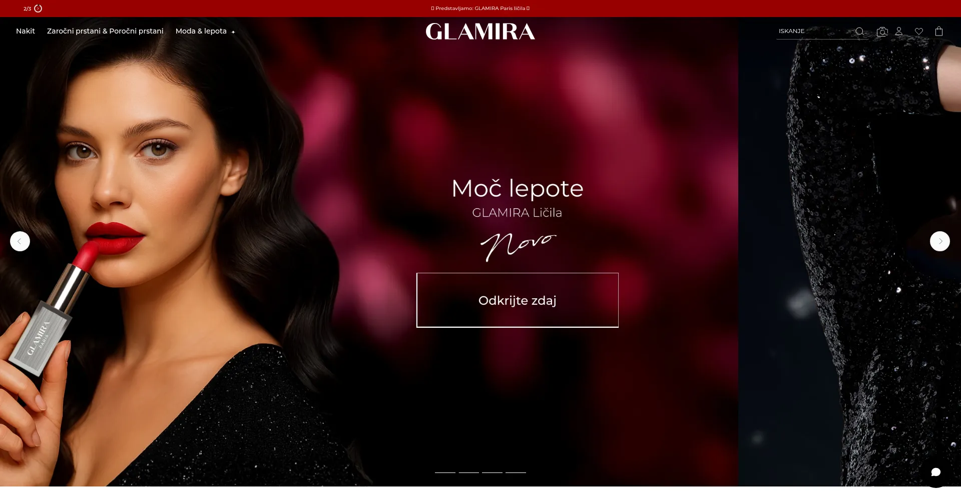 Website screenshot of Glamira.si