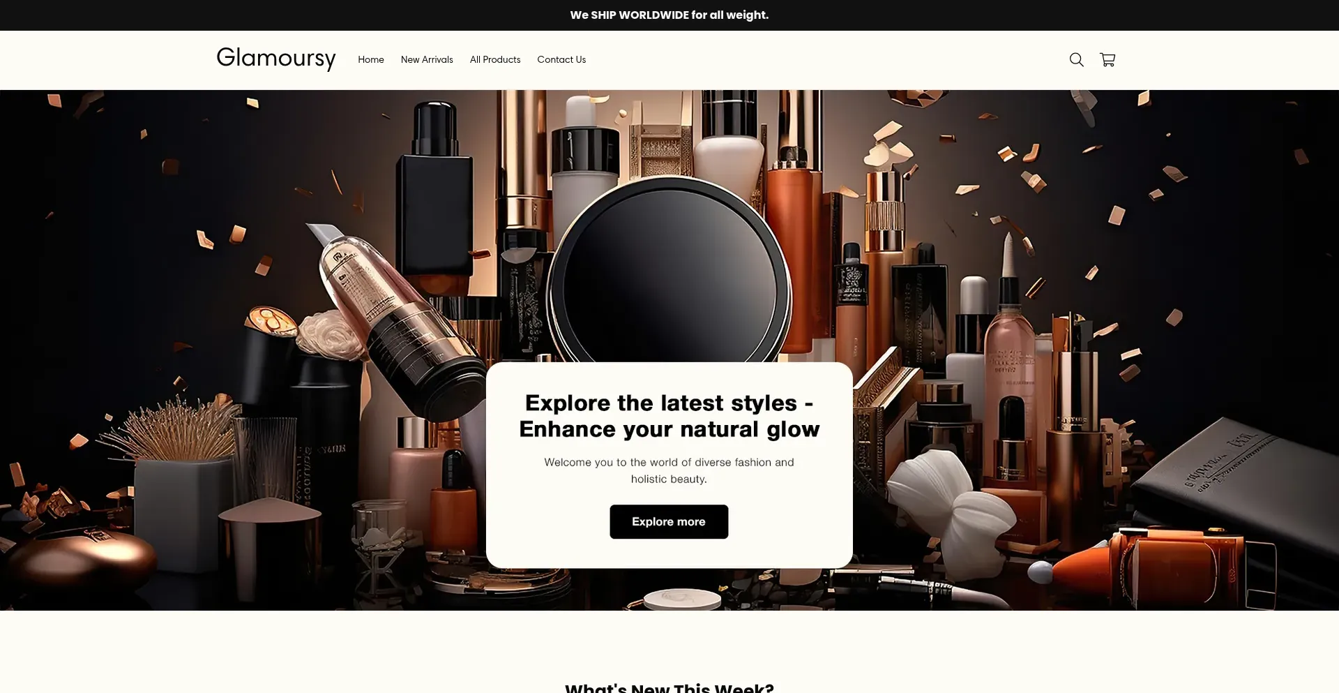 Website screenshot of Glamoursy.store