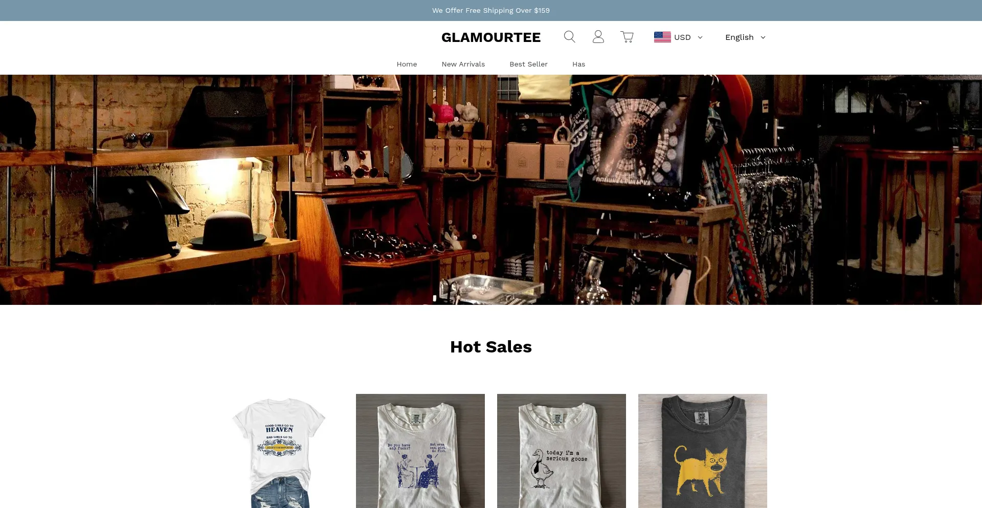Website screenshot of Glamourtee.com