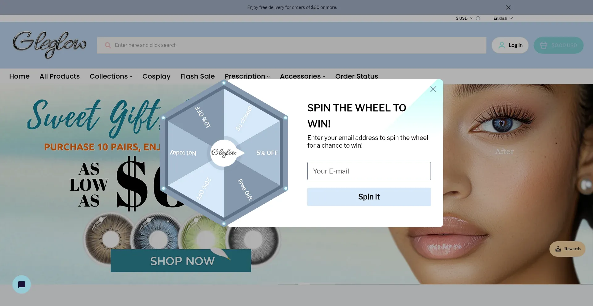 Website screenshot of Gleglow.com
