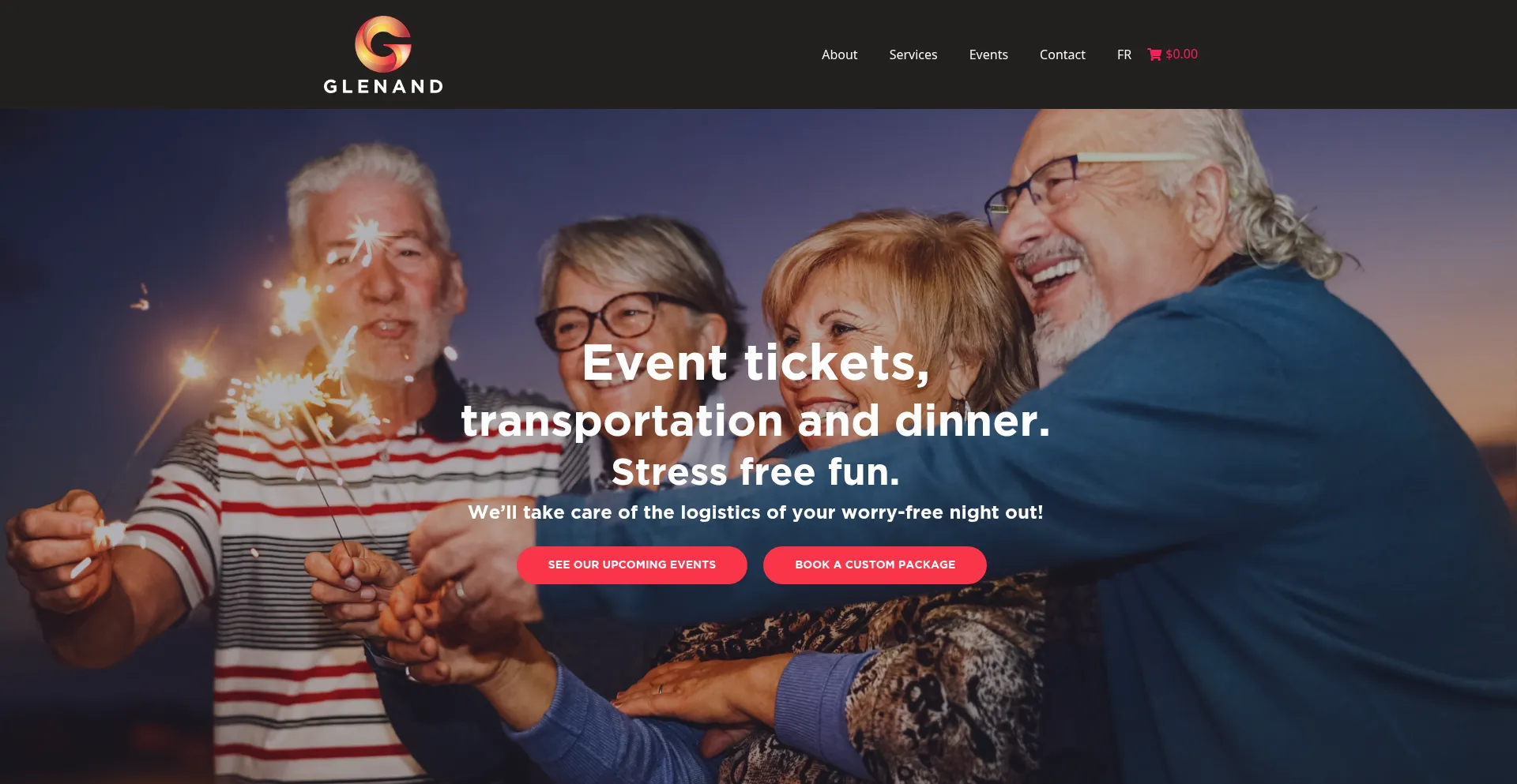 Website screenshot of Glenandevents.com