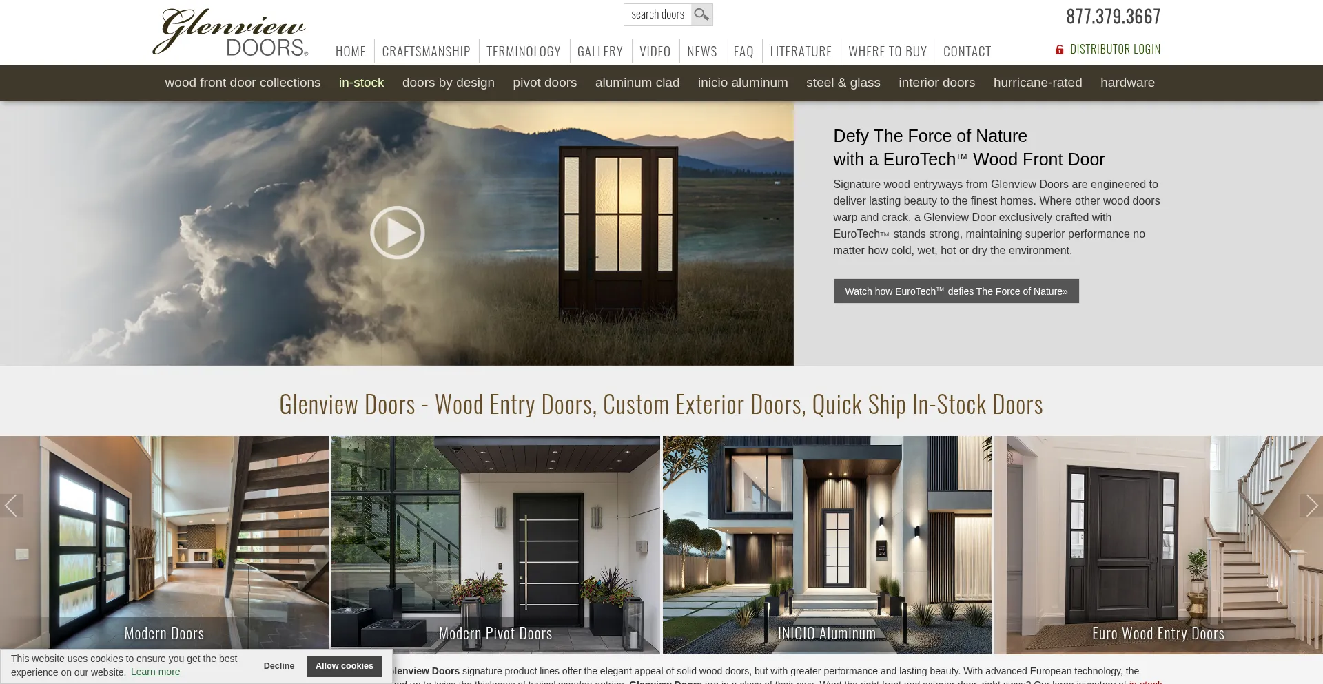 Website screenshot of Glenviewdoors.com