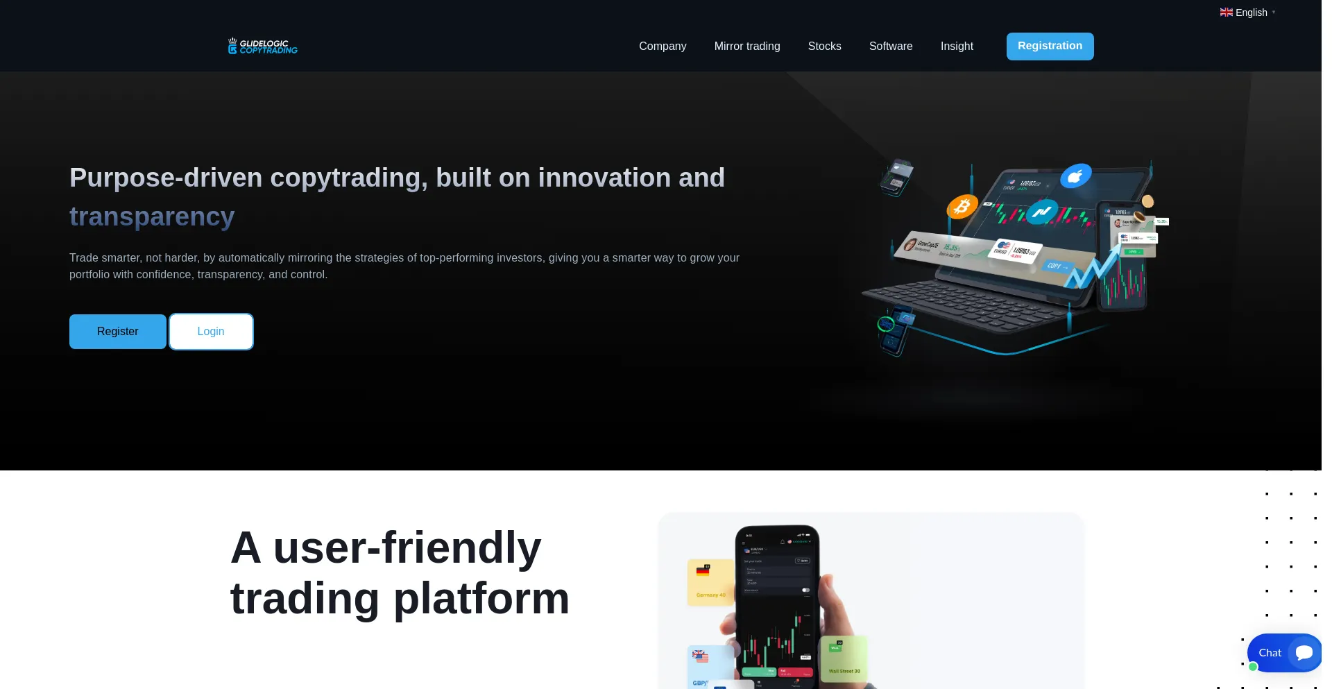 Website screenshot of Glidelogicopytrading.com