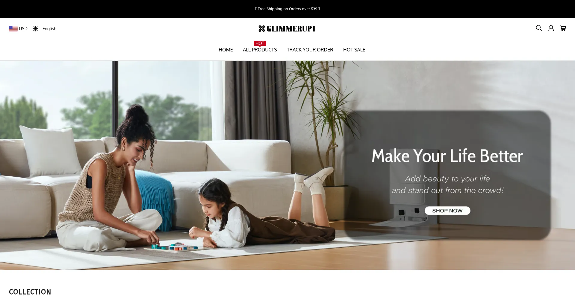 Website screenshot of Glimmerupt.com