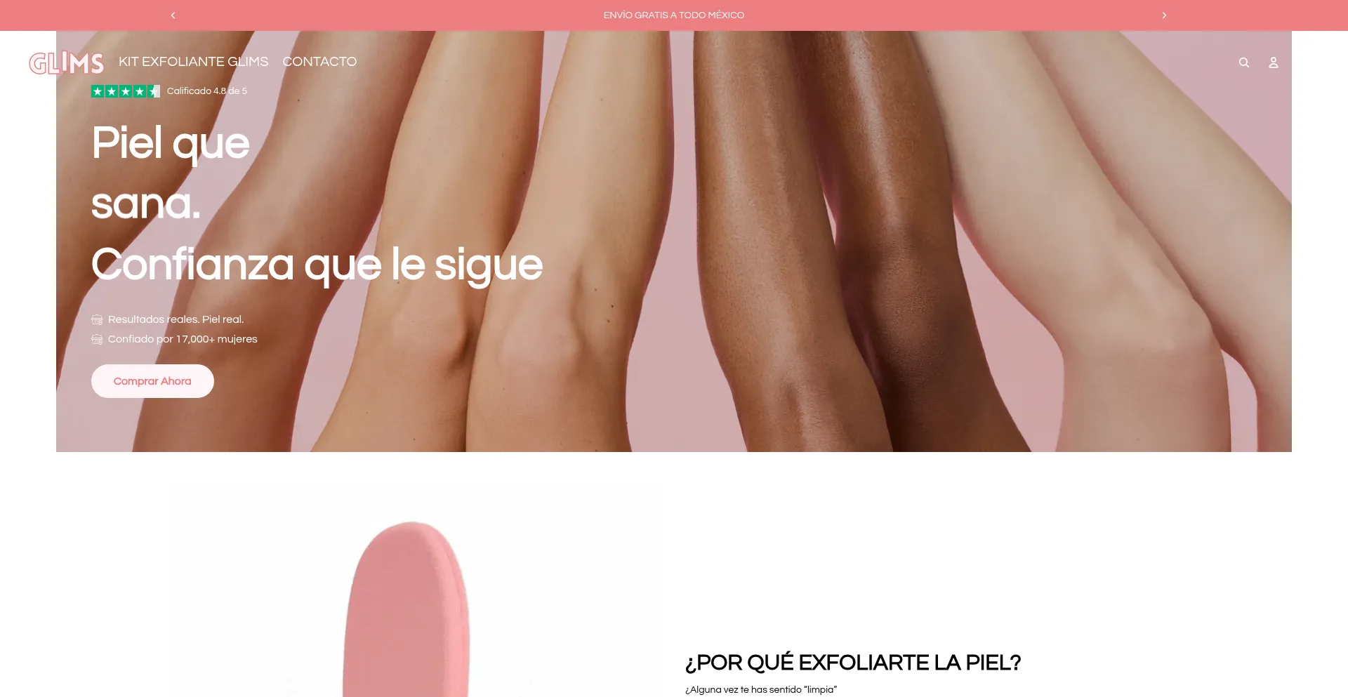 Website screenshot of Glims.mx