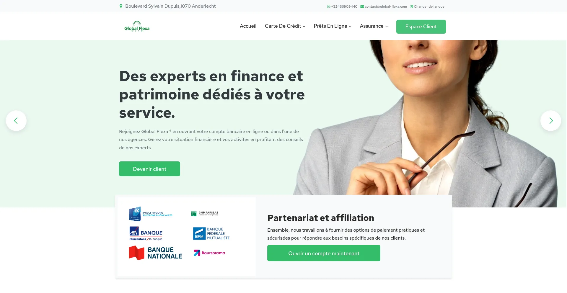 Website screenshot of Global-flexa.com