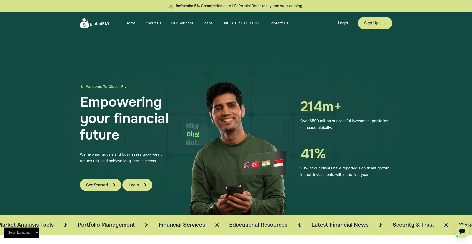 Website screenshot of Global-fly.org