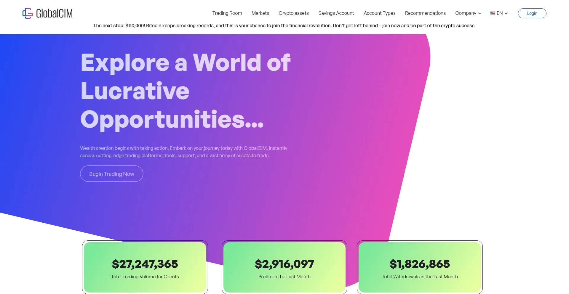 Website screenshot of Globalcim.com