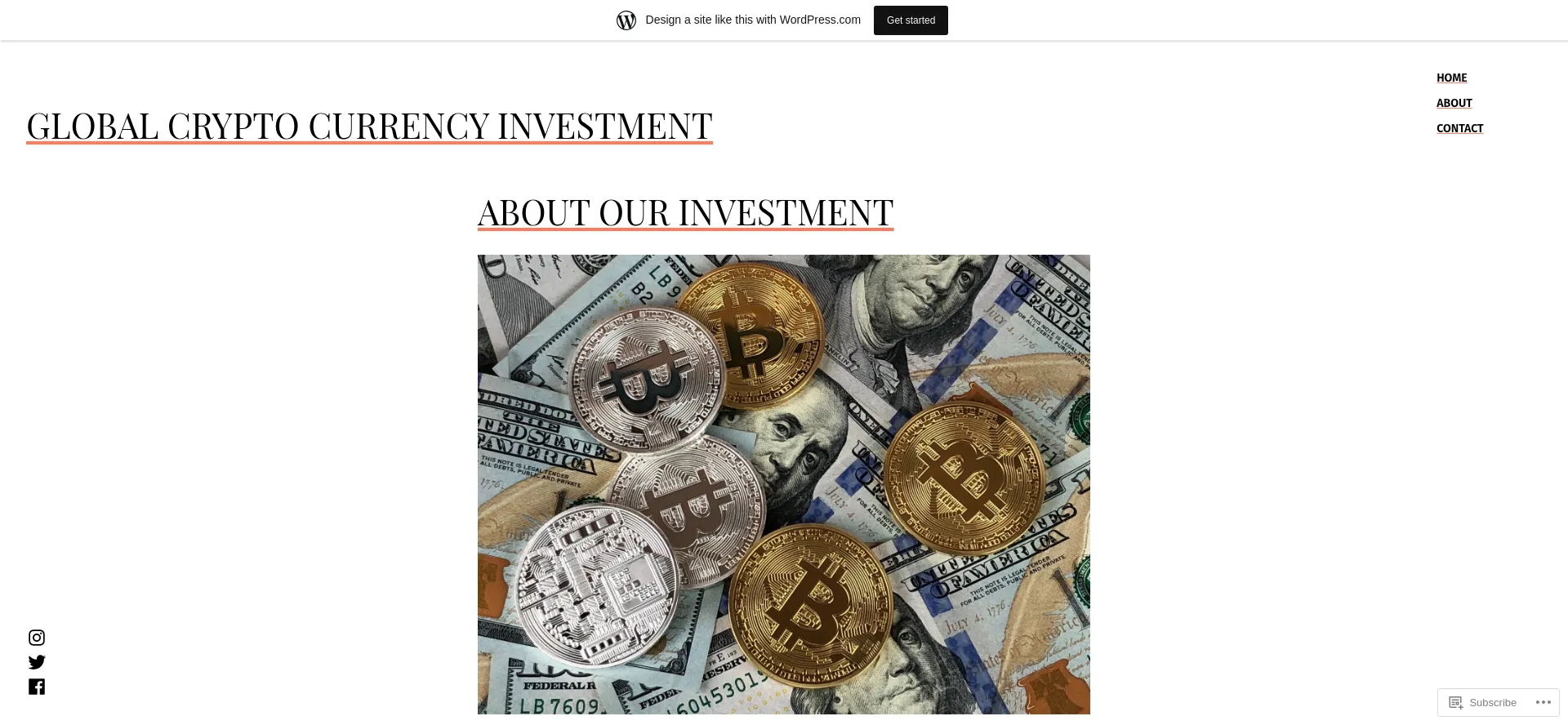 Website screenshot of Globalcryptoinvestment.finance.blog