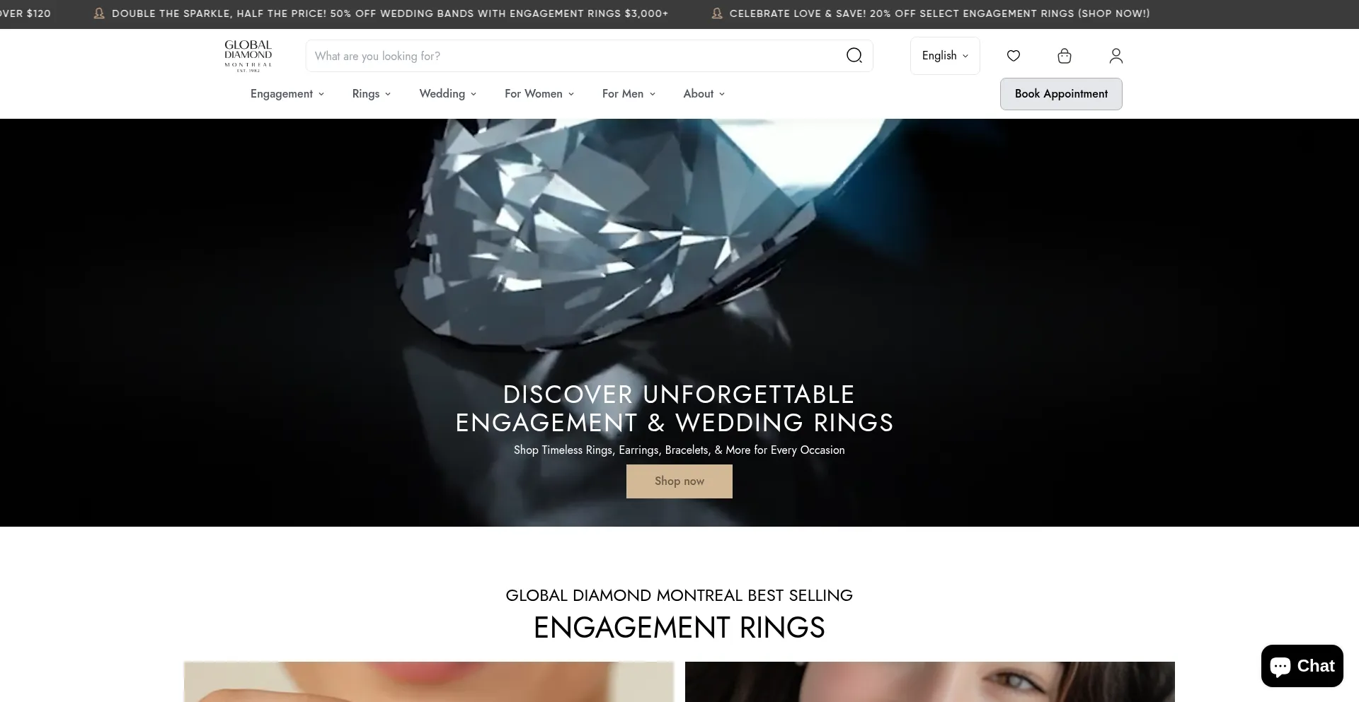 Website screenshot of Globaldiamondmontreal.com