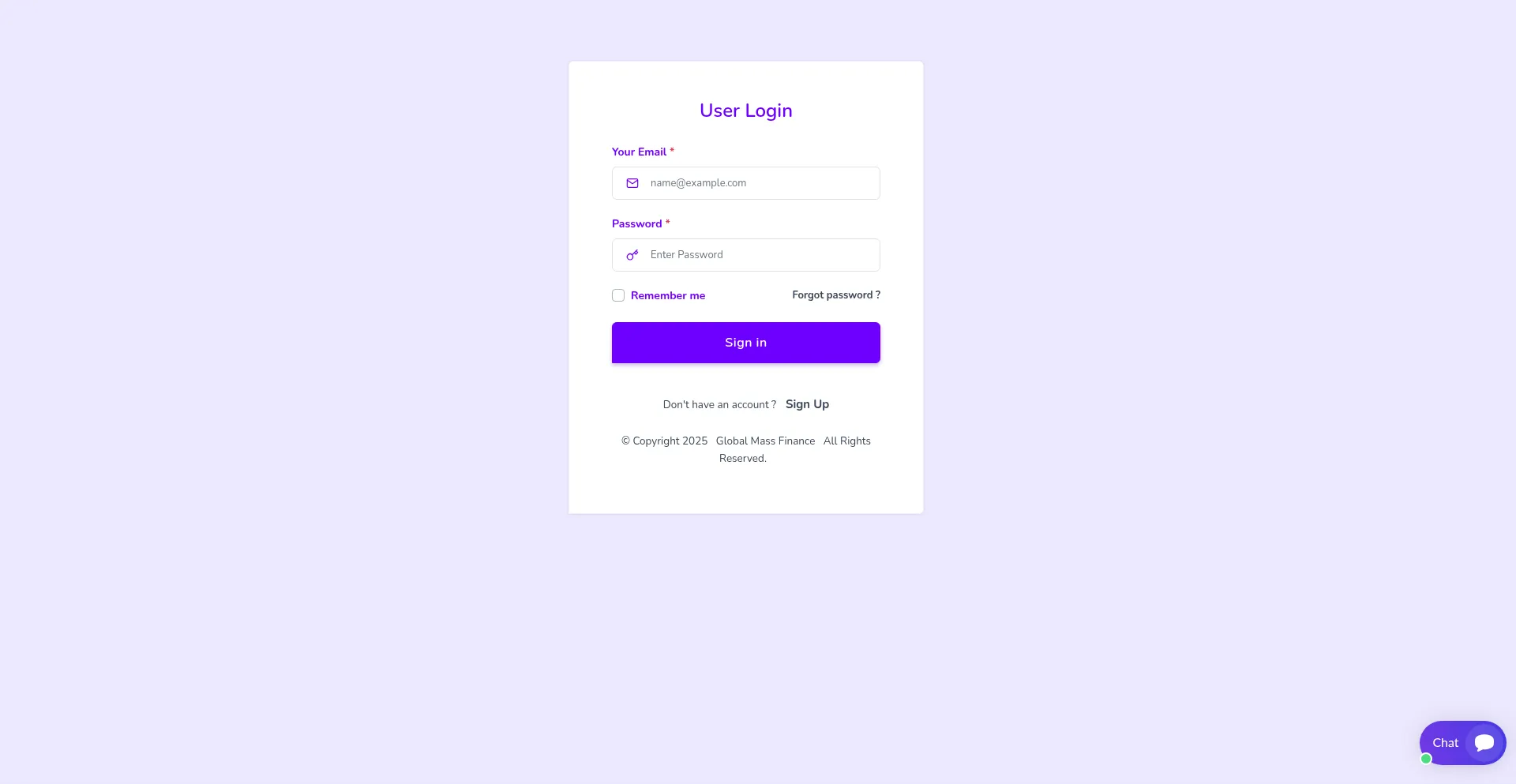 Website screenshot of Globalmassfinance.com