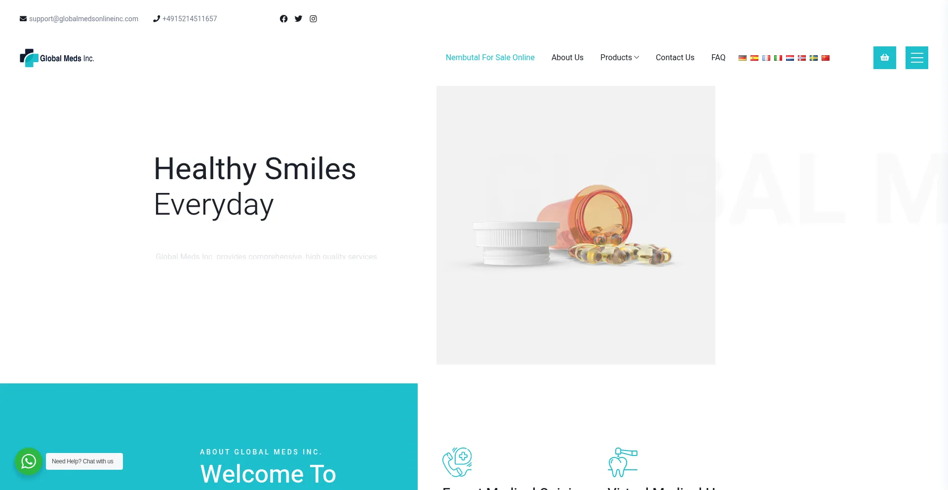 Website screenshot of Globalmedsonlineinc.com