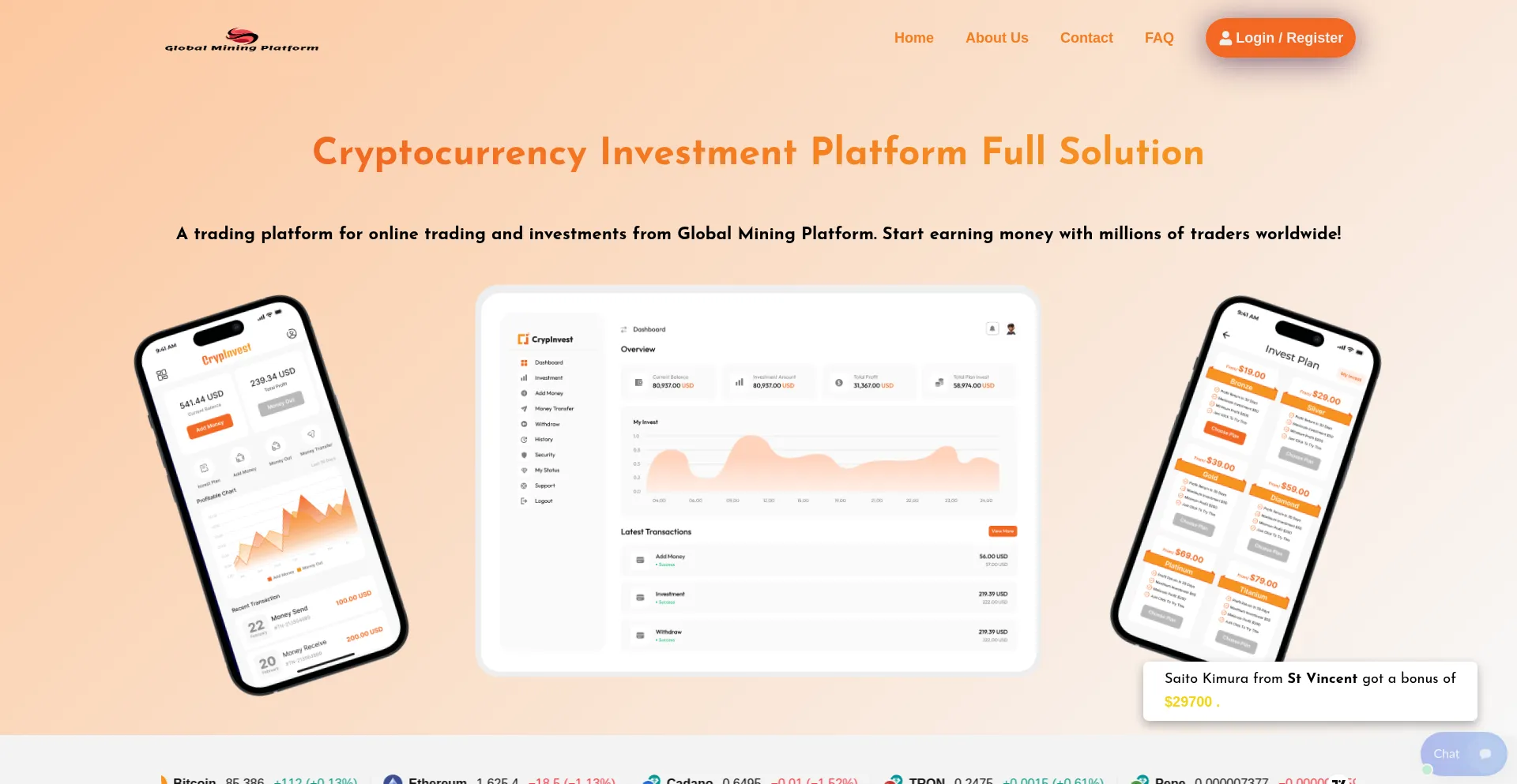 Website screenshot of Globalminingplatform.com