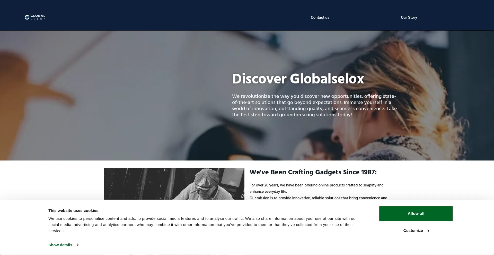 Website screenshot of Globalselox.com