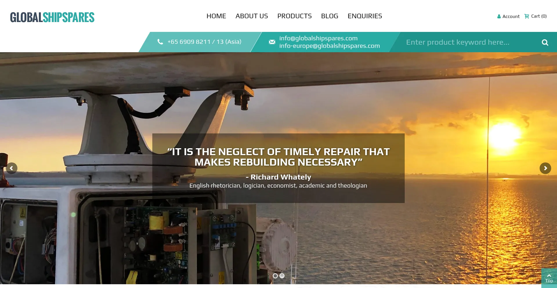 Website screenshot of Globalshipspares.com