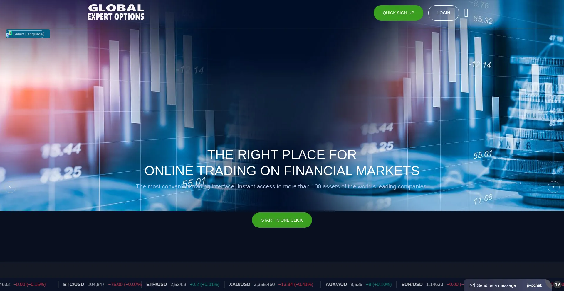 Website screenshot of Globexopt.live