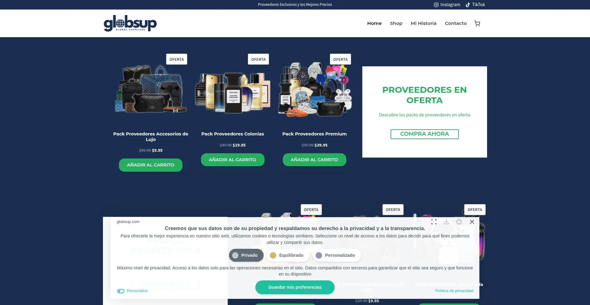 Website screenshot of Globsup.com