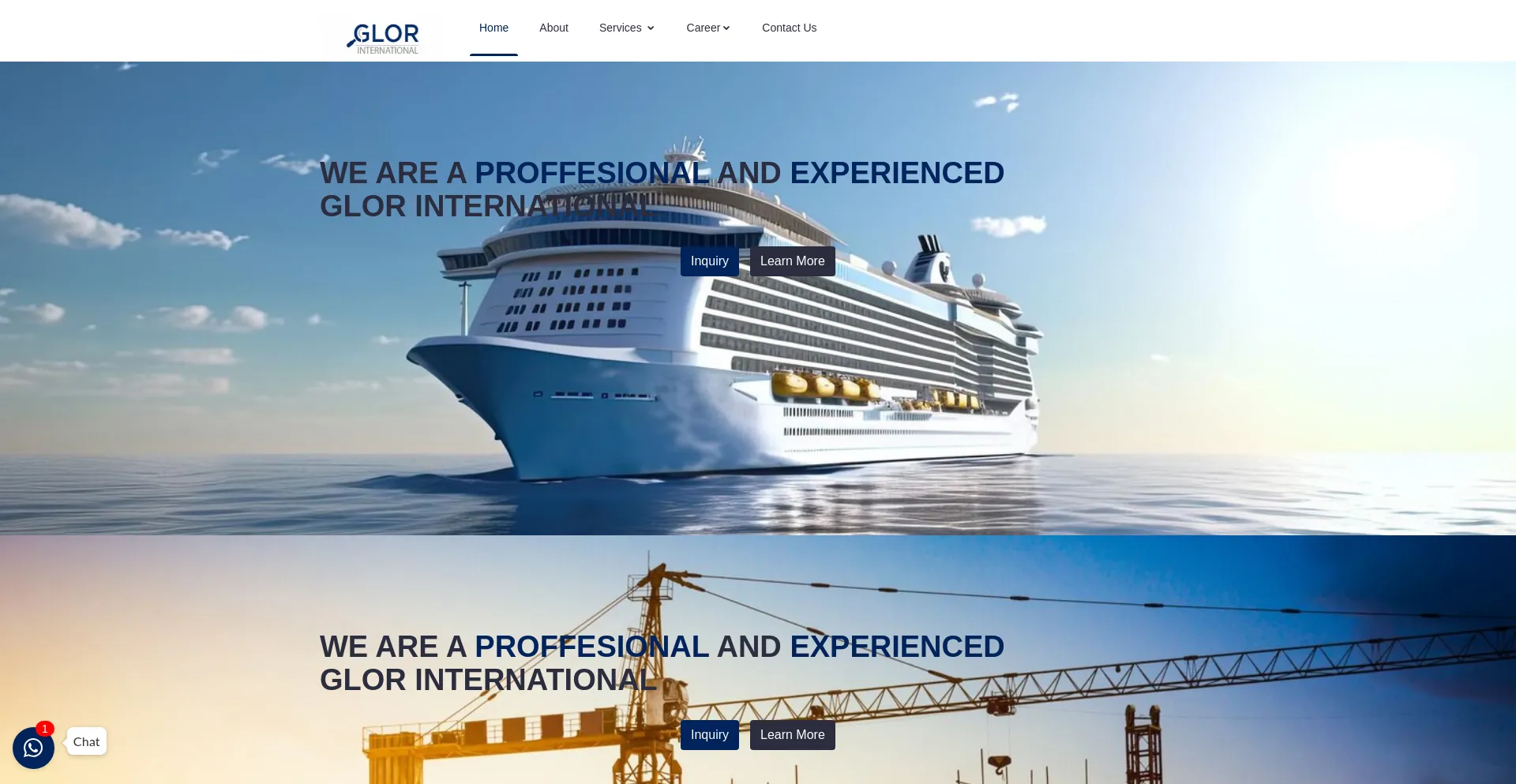 Website screenshot of Glorinternational.com