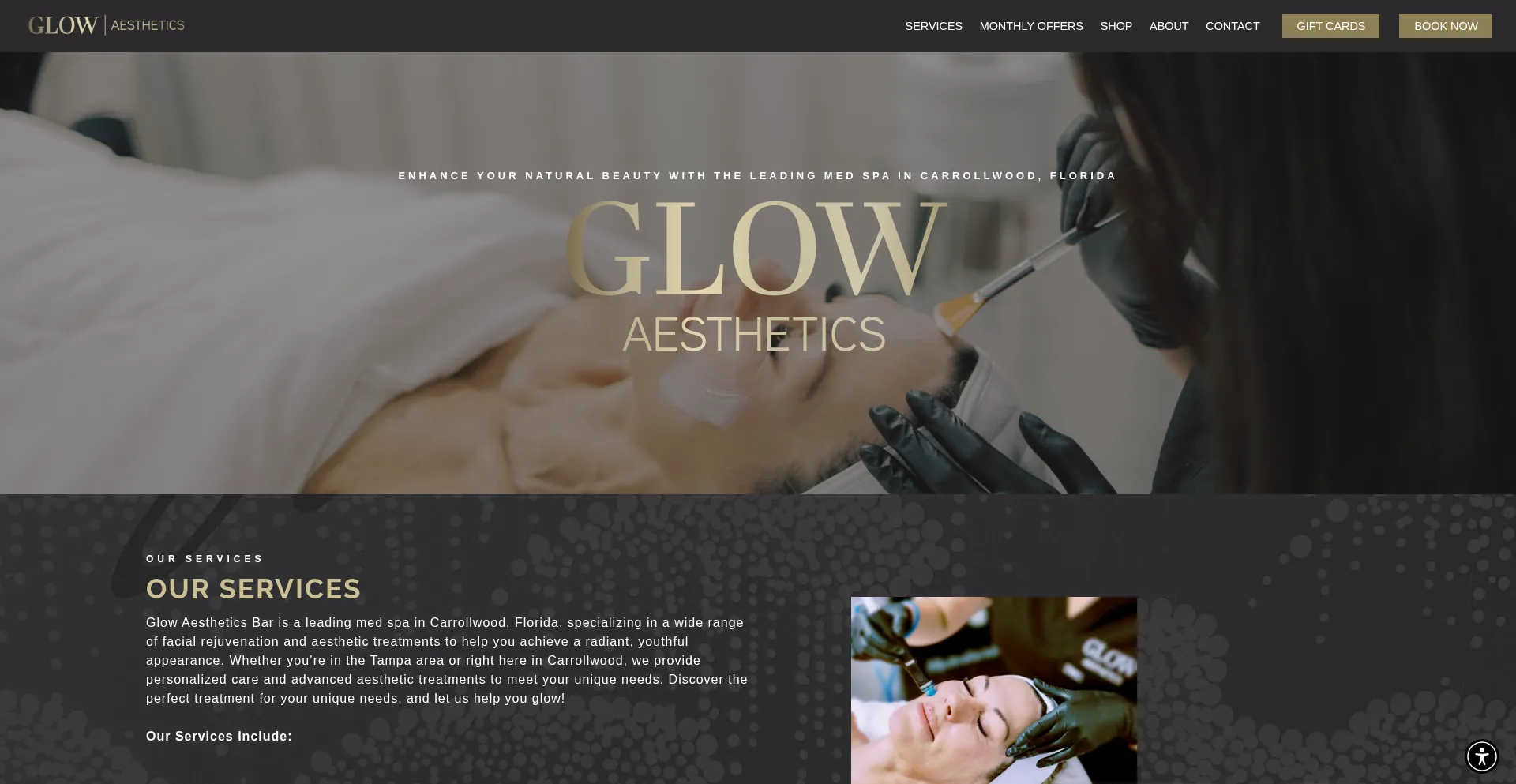 Website screenshot of Glowaestheticsbar.com