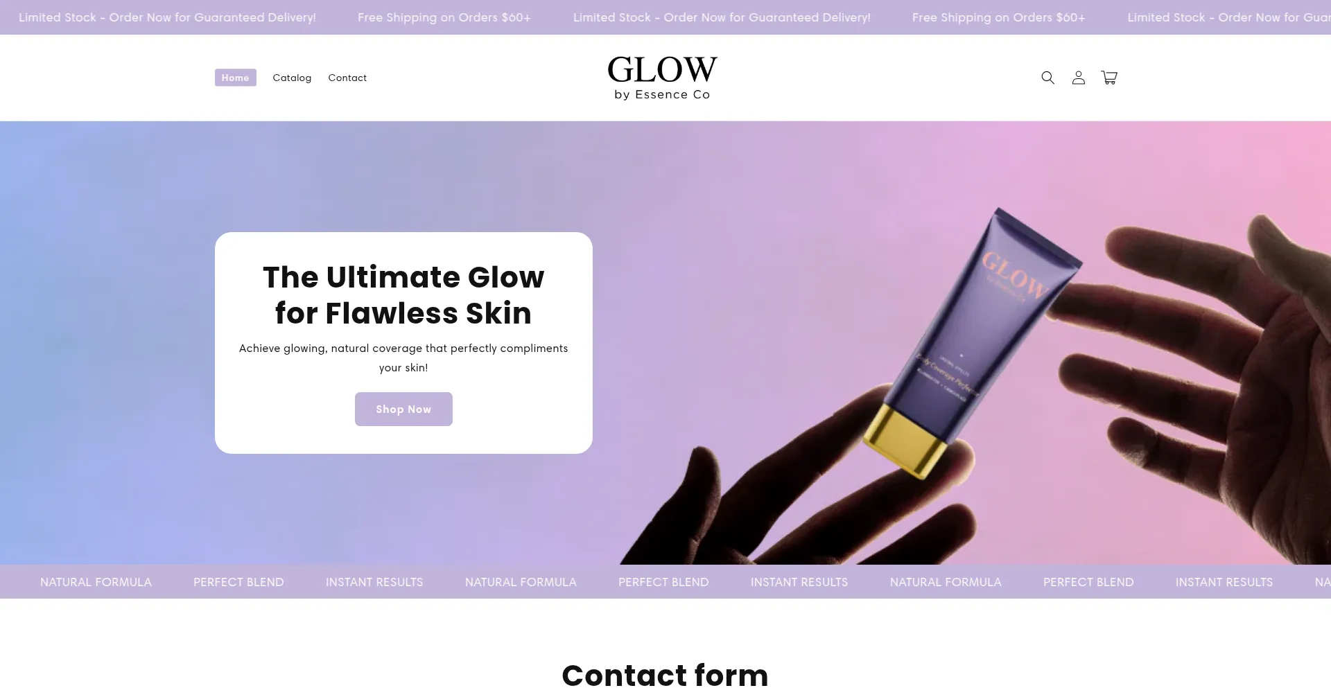 Website screenshot of Glowbyessence.com