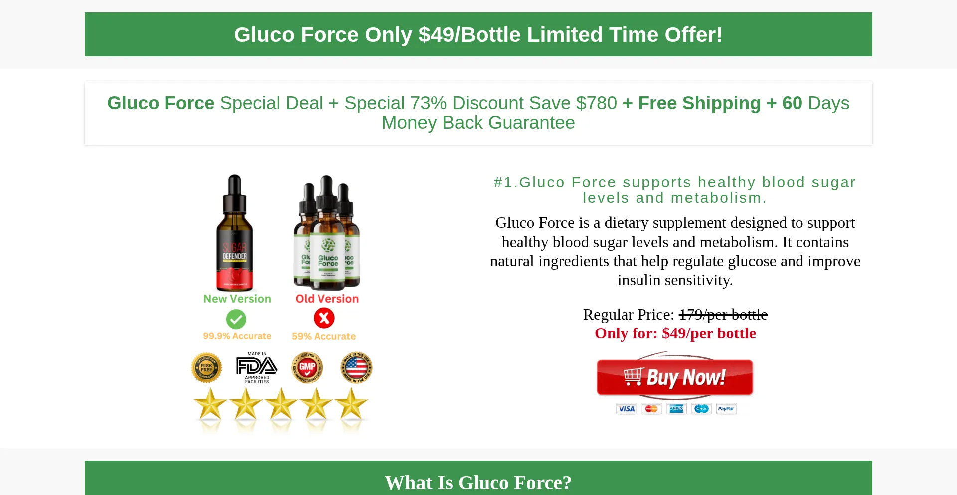 Website screenshot of Gluco-force.com