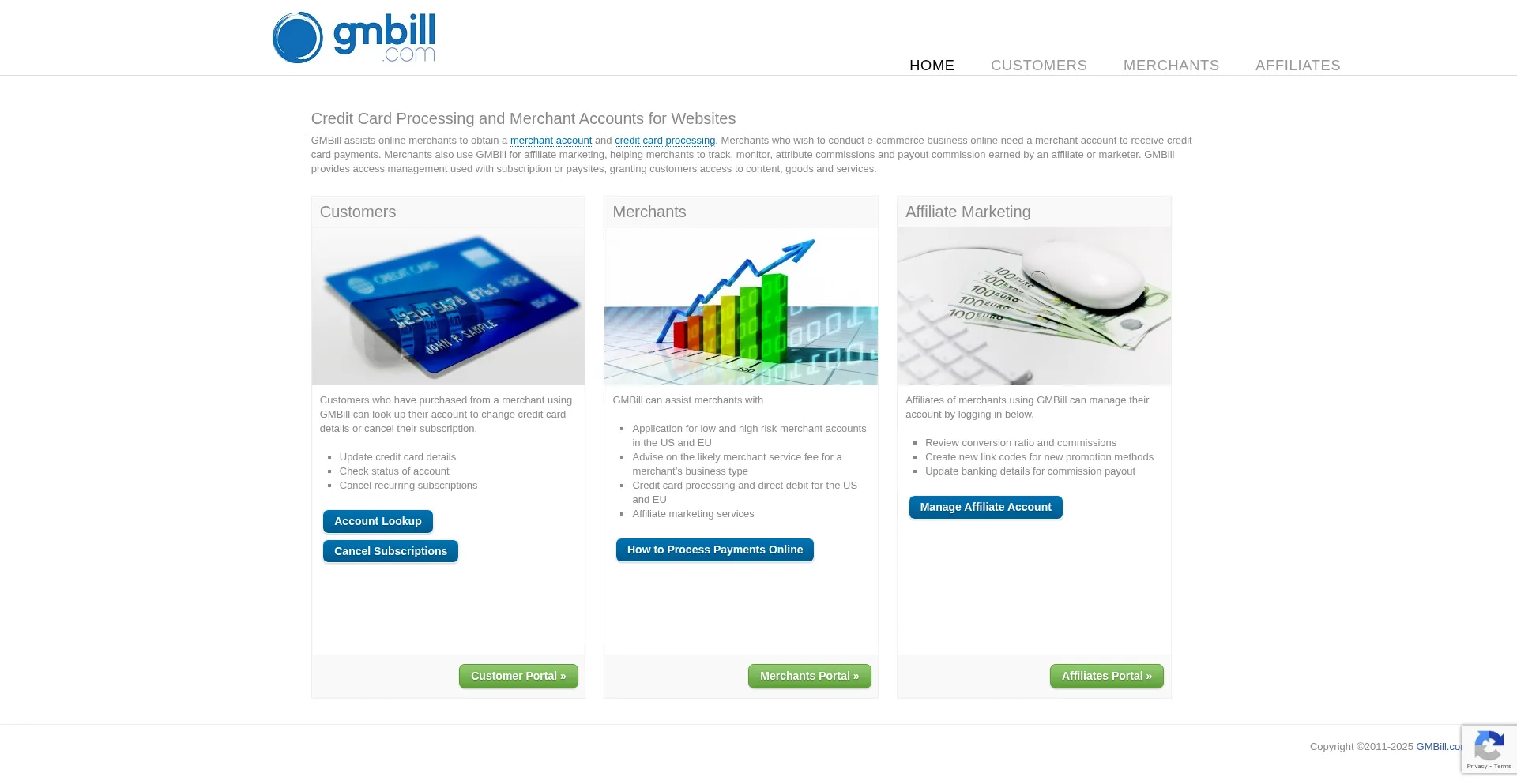 Website screenshot of Gmbill.com
