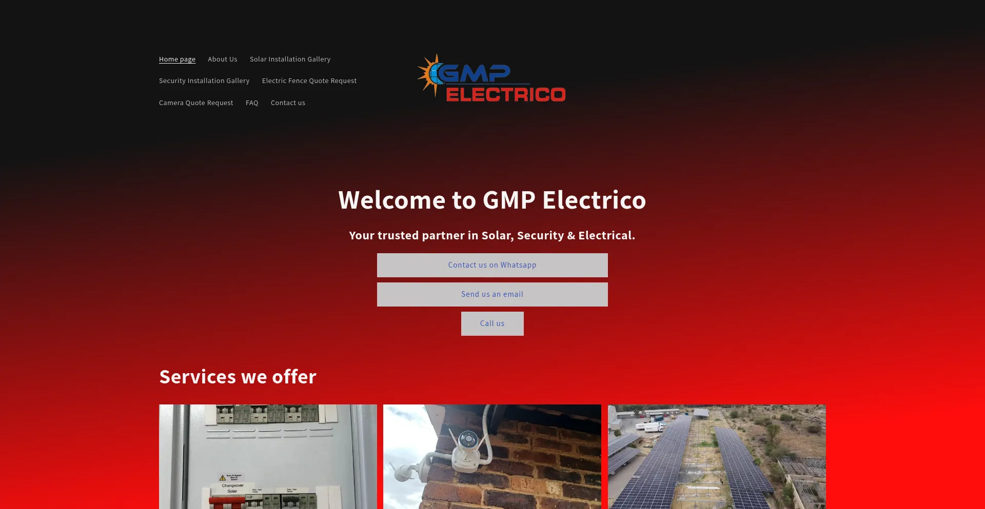 Website screenshot of Gmpelectrico.co.za