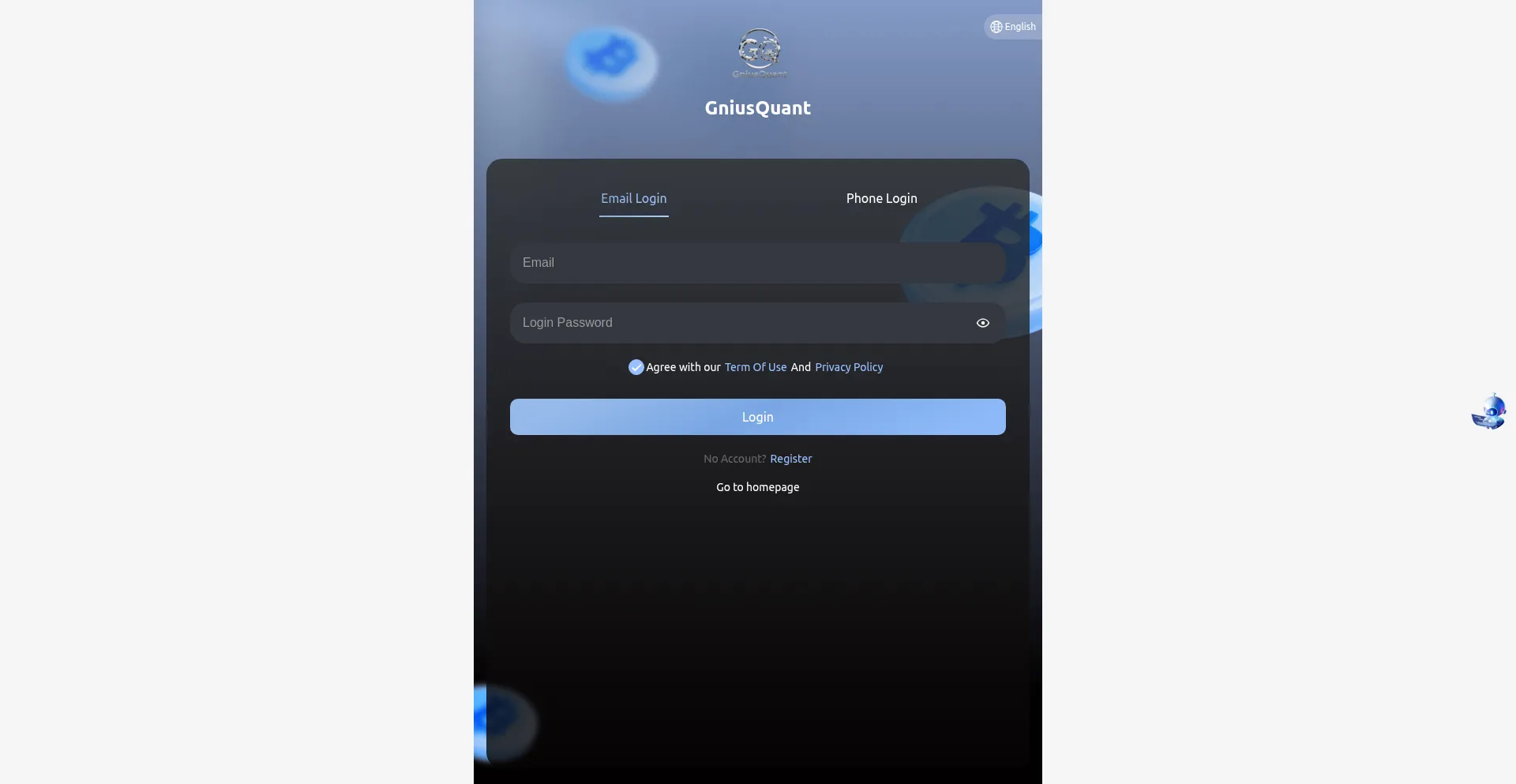 Website screenshot of Gniusquant.top