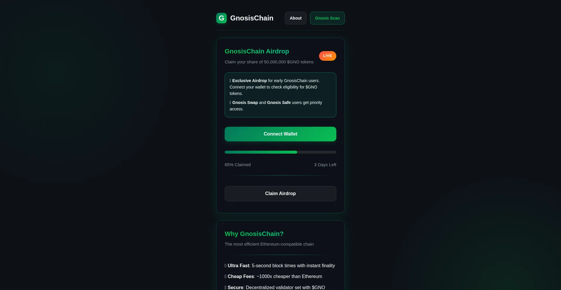 Website screenshot of Gnosischain.cc