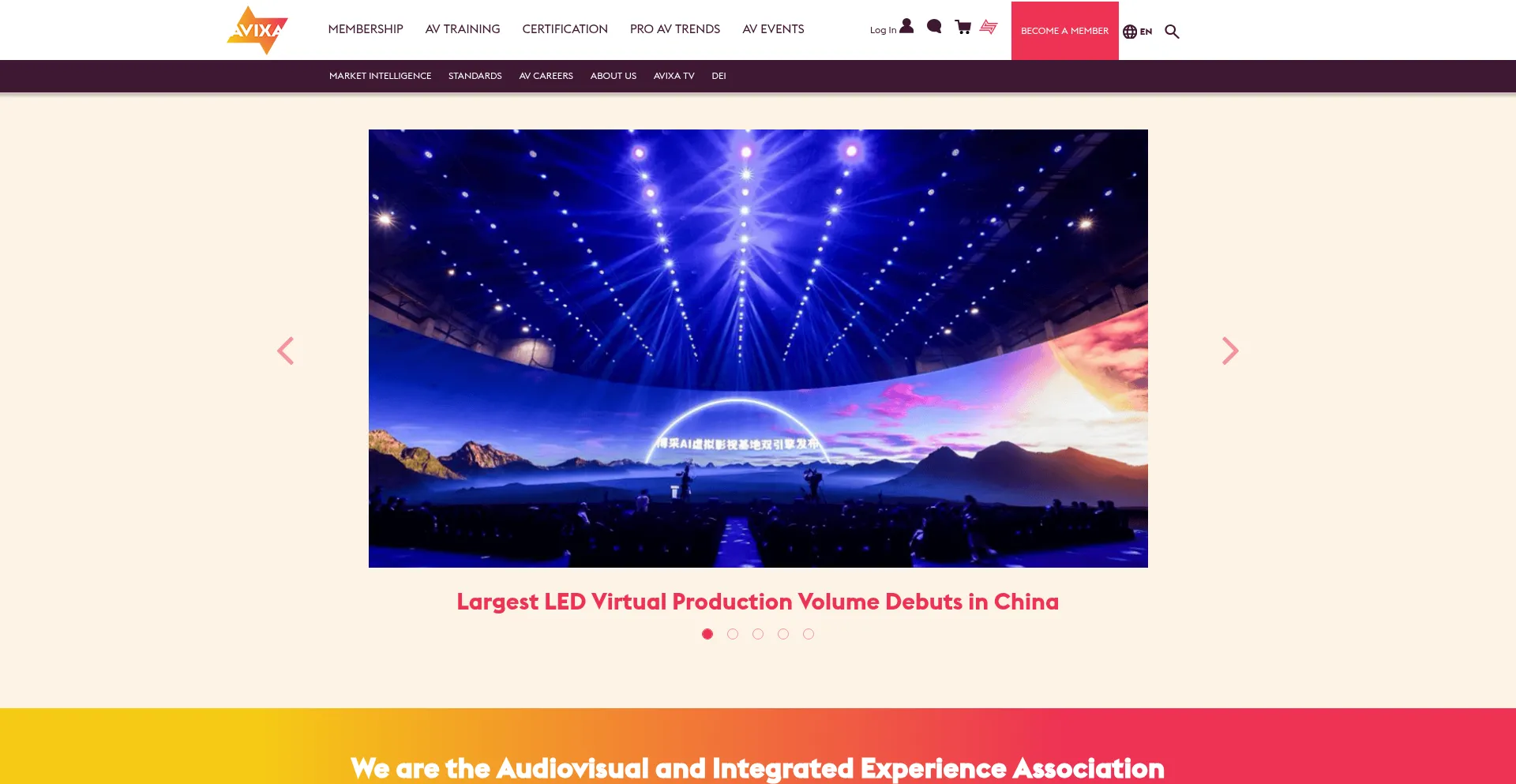 Website screenshot of Go.avixa.org