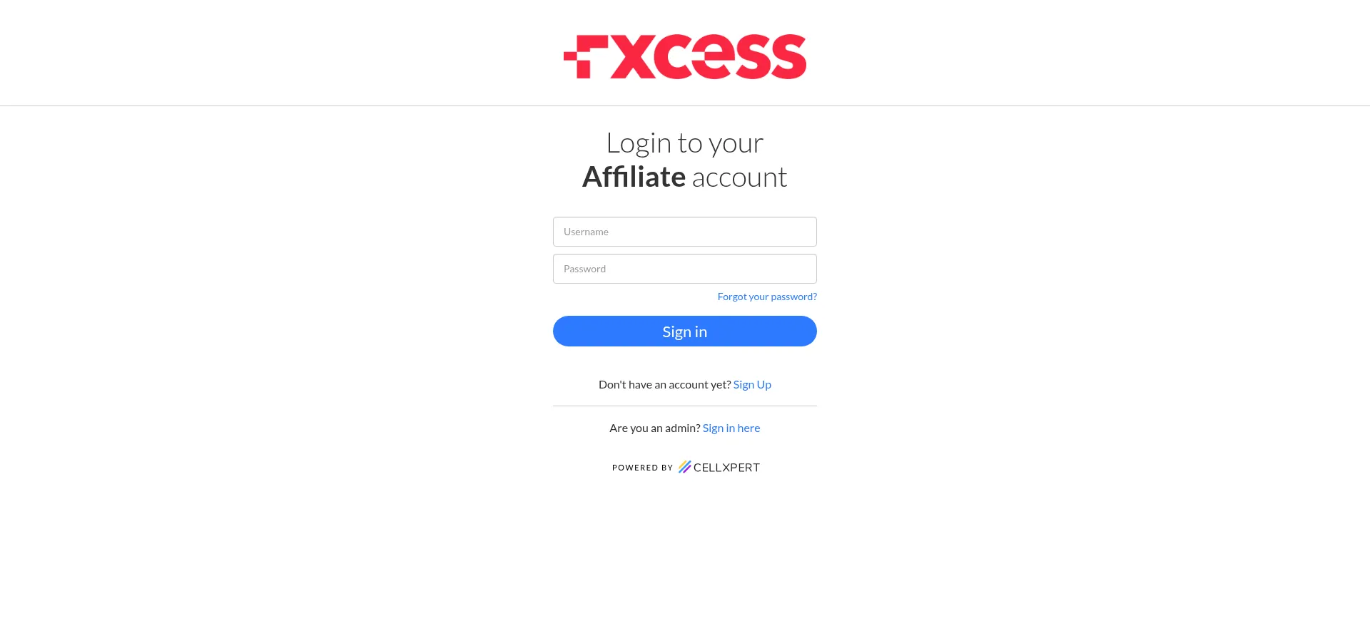Website screenshot of Go.fxcess.com