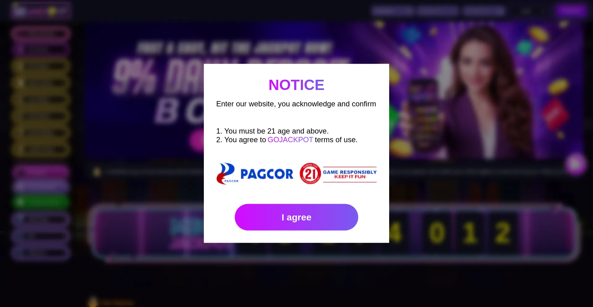Website screenshot of Go7jackpot9.top