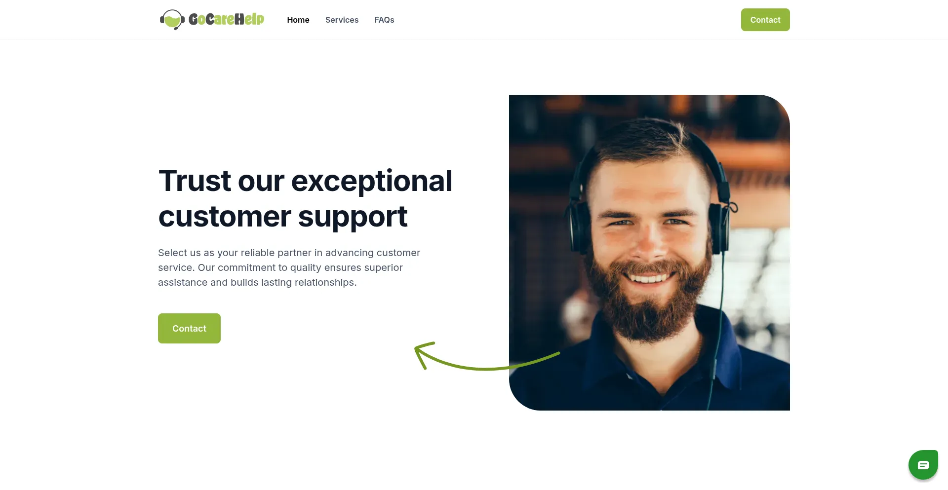 Website screenshot of Gocarehelp.com