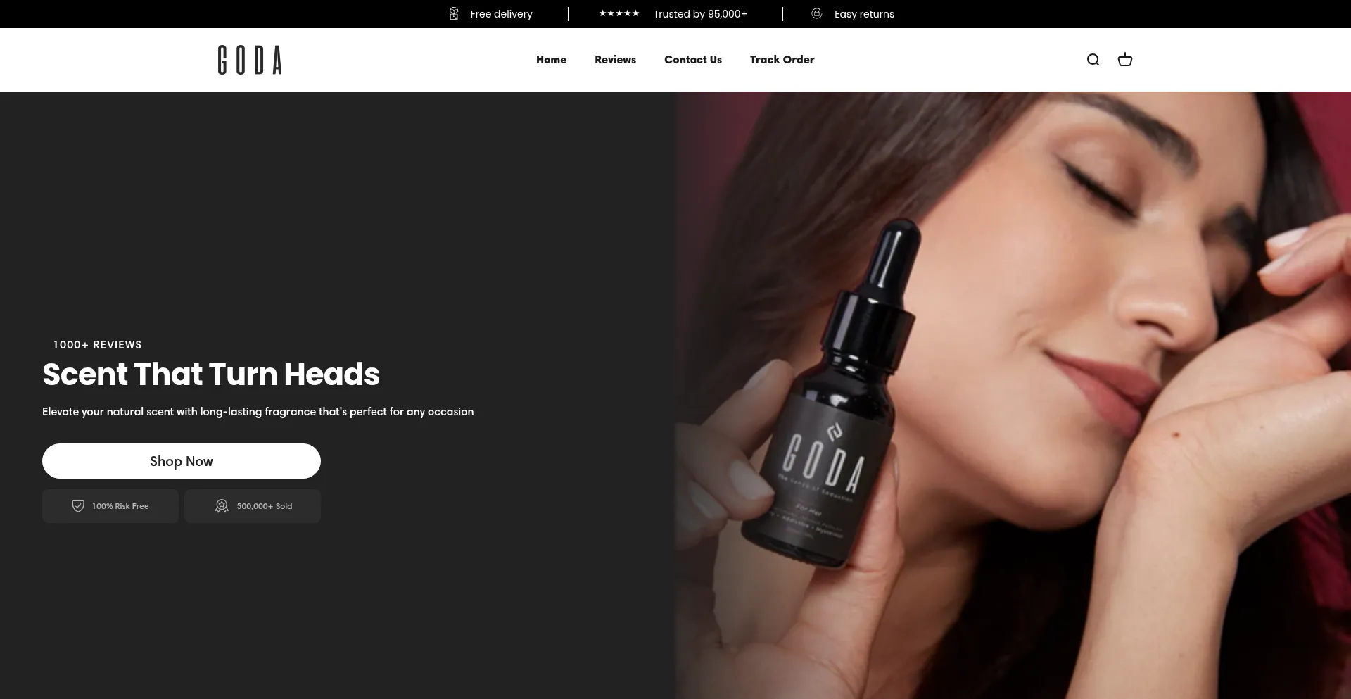 Website screenshot of Godaperfume.com
