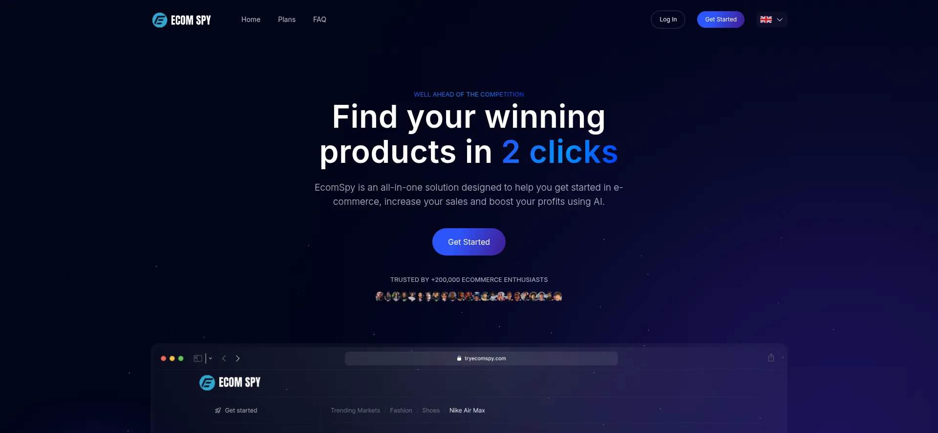 Website screenshot of Goecomspy.com