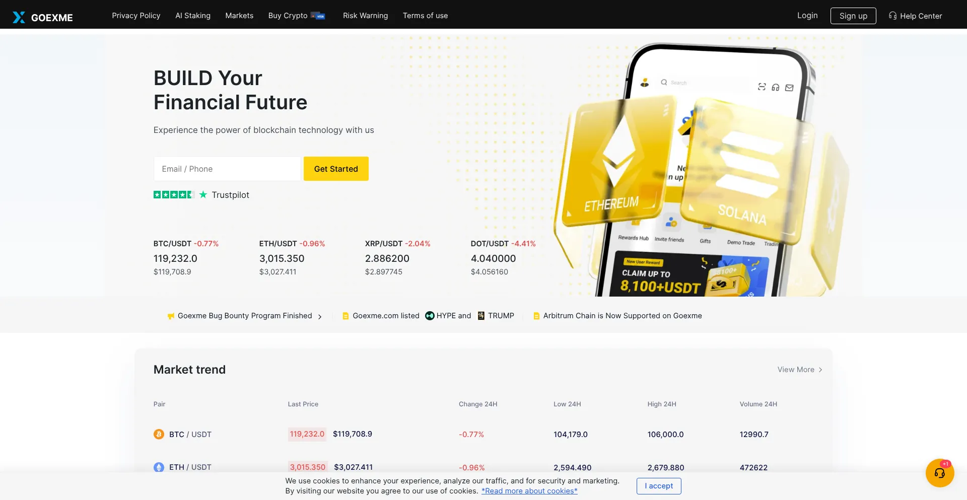 Website screenshot of Goexme.com