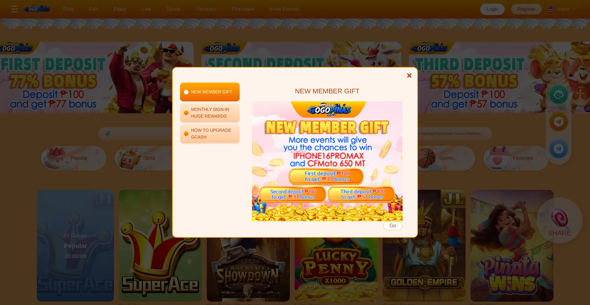 Website screenshot of Gogopinas25.cc