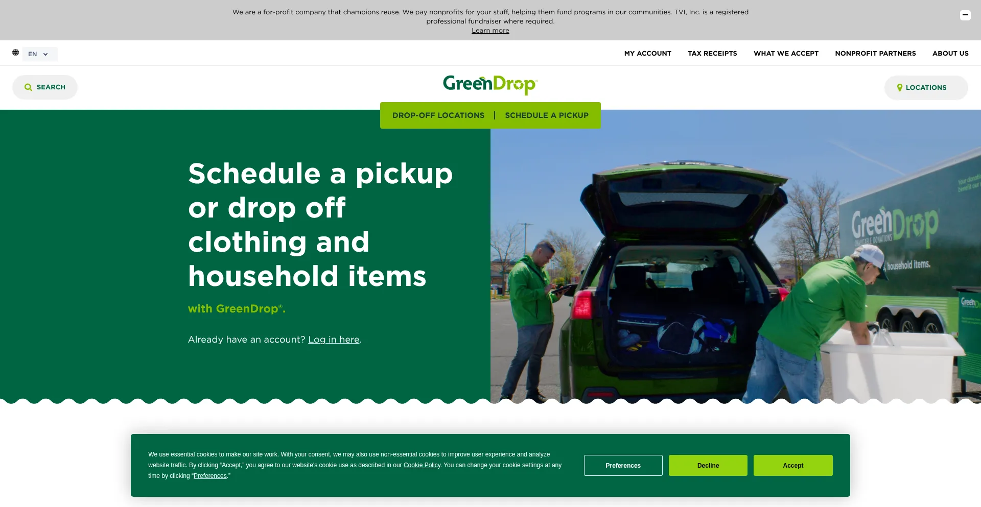 Website screenshot of Gogreendrop.com