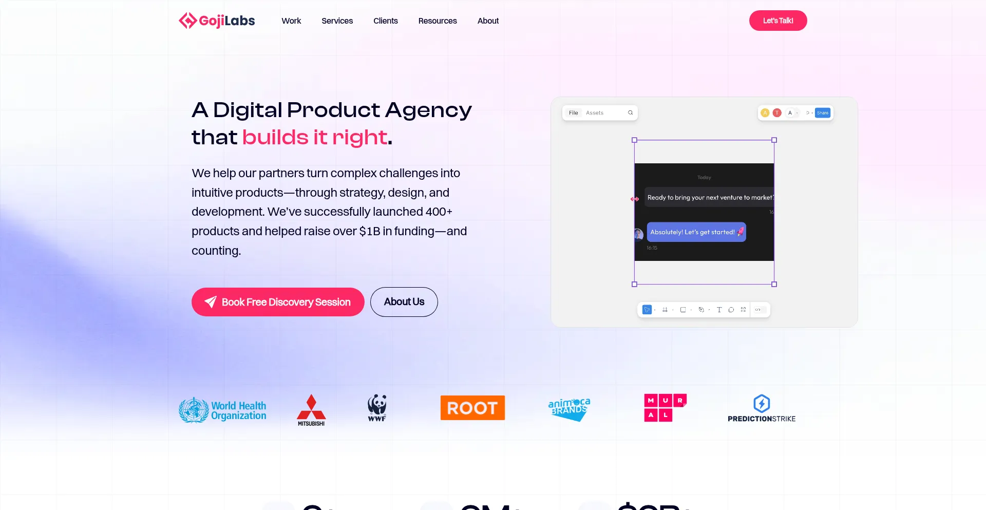 Website screenshot of Gojilabs.com