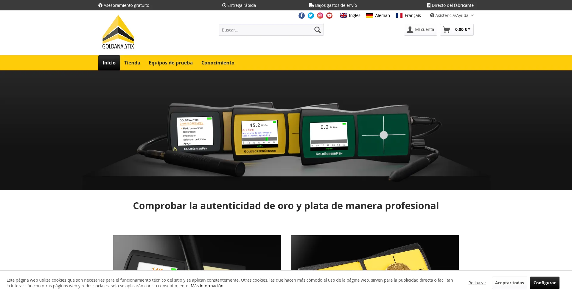 Website screenshot of Gold-analytix.es