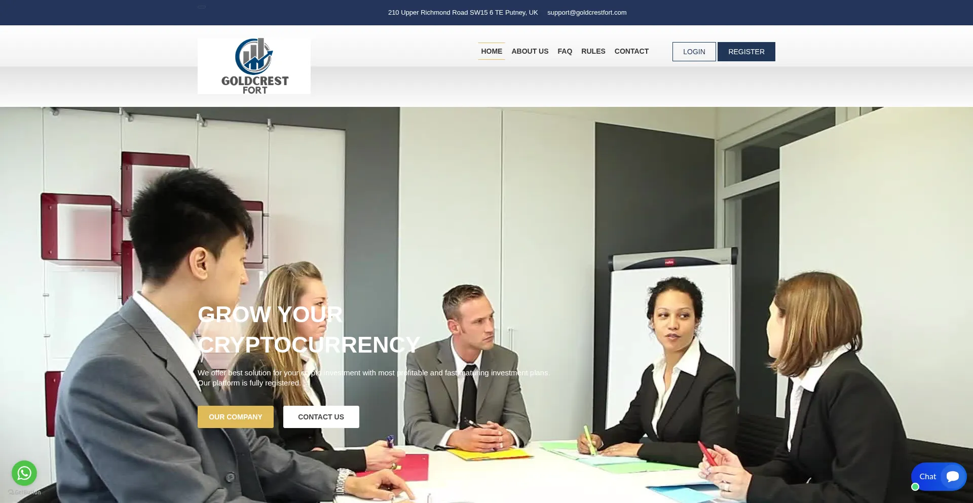Website screenshot of Goldcrestfort.com