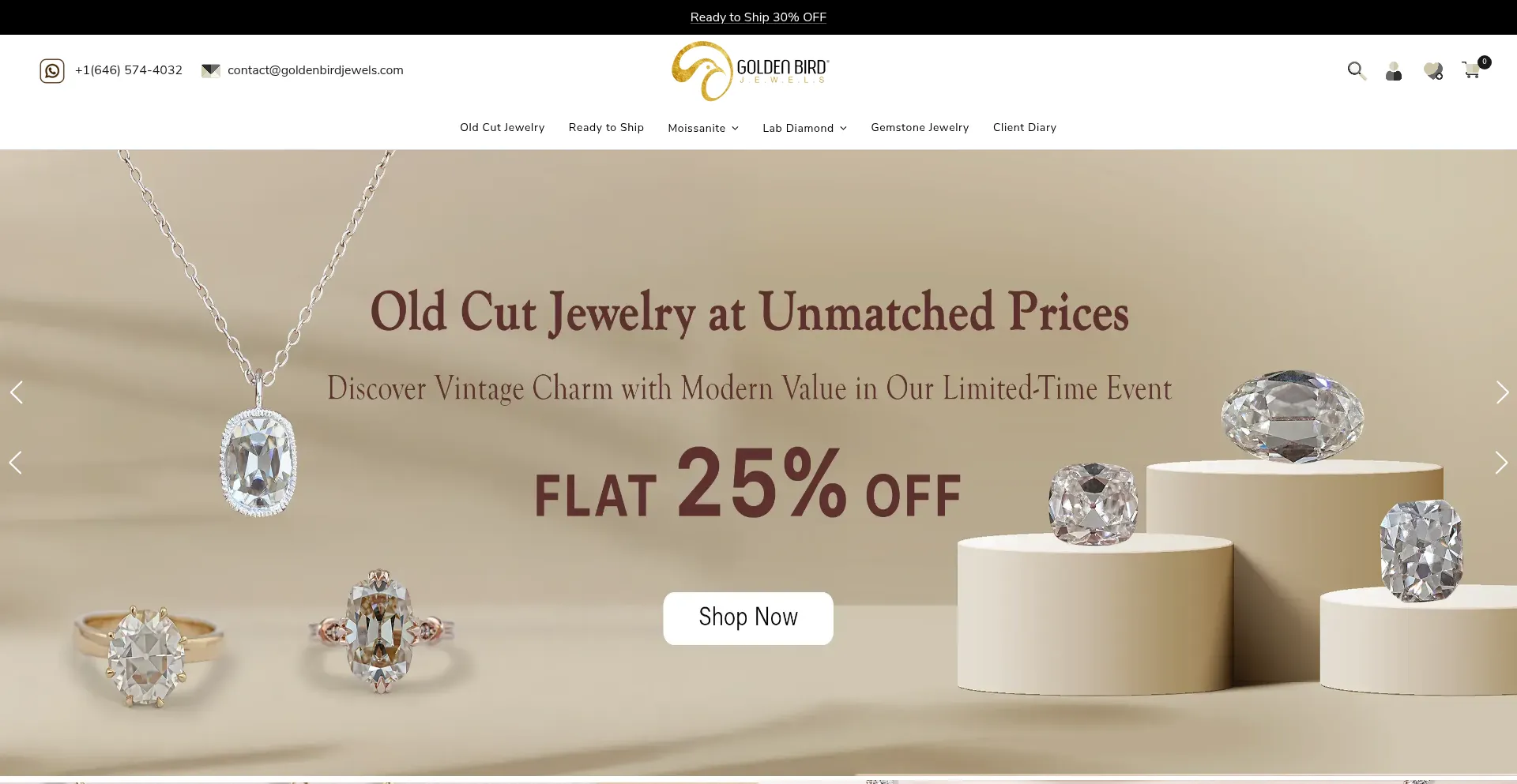 Website screenshot of Goldenbirdjewels.com