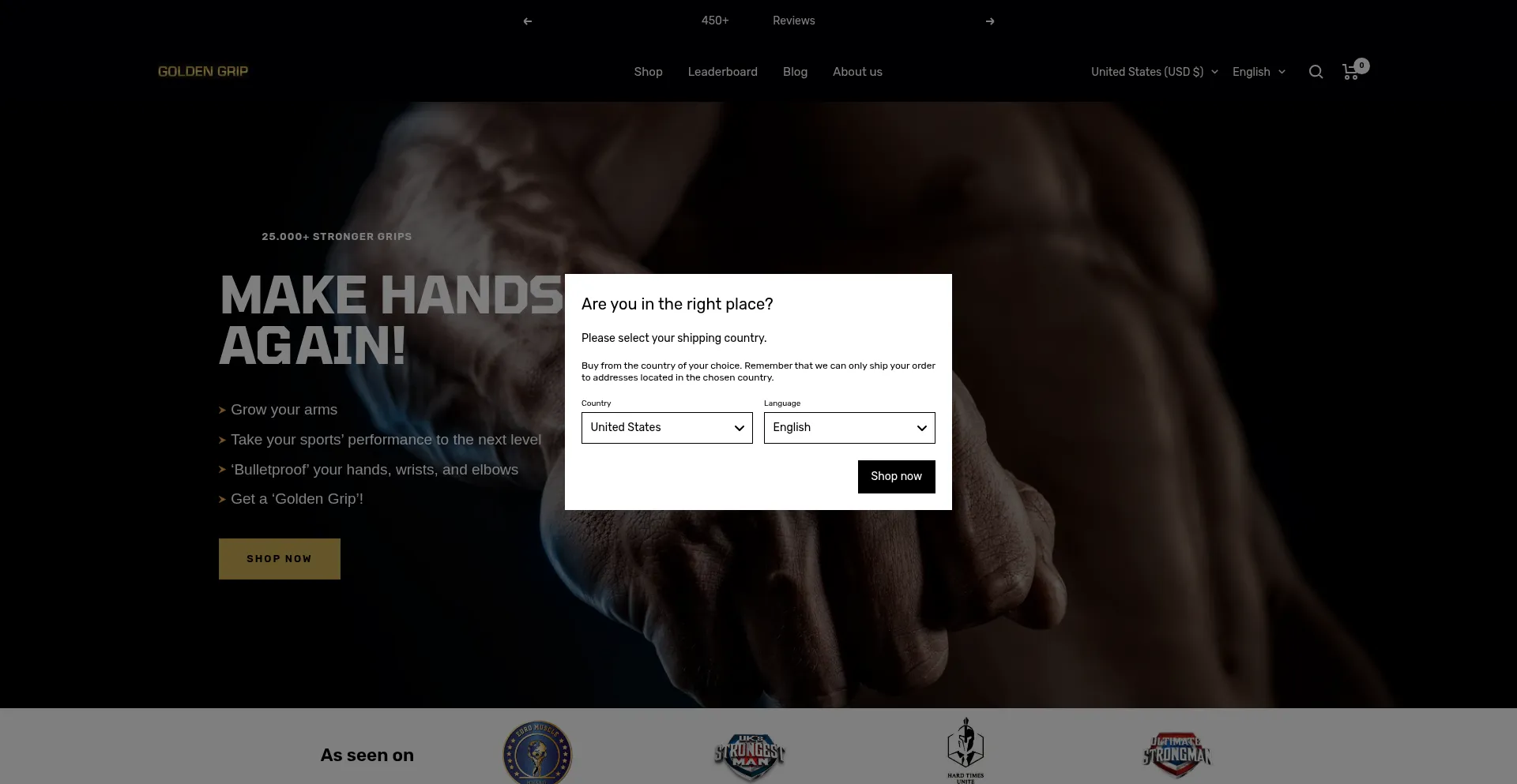 Website screenshot of Goldengrip.com