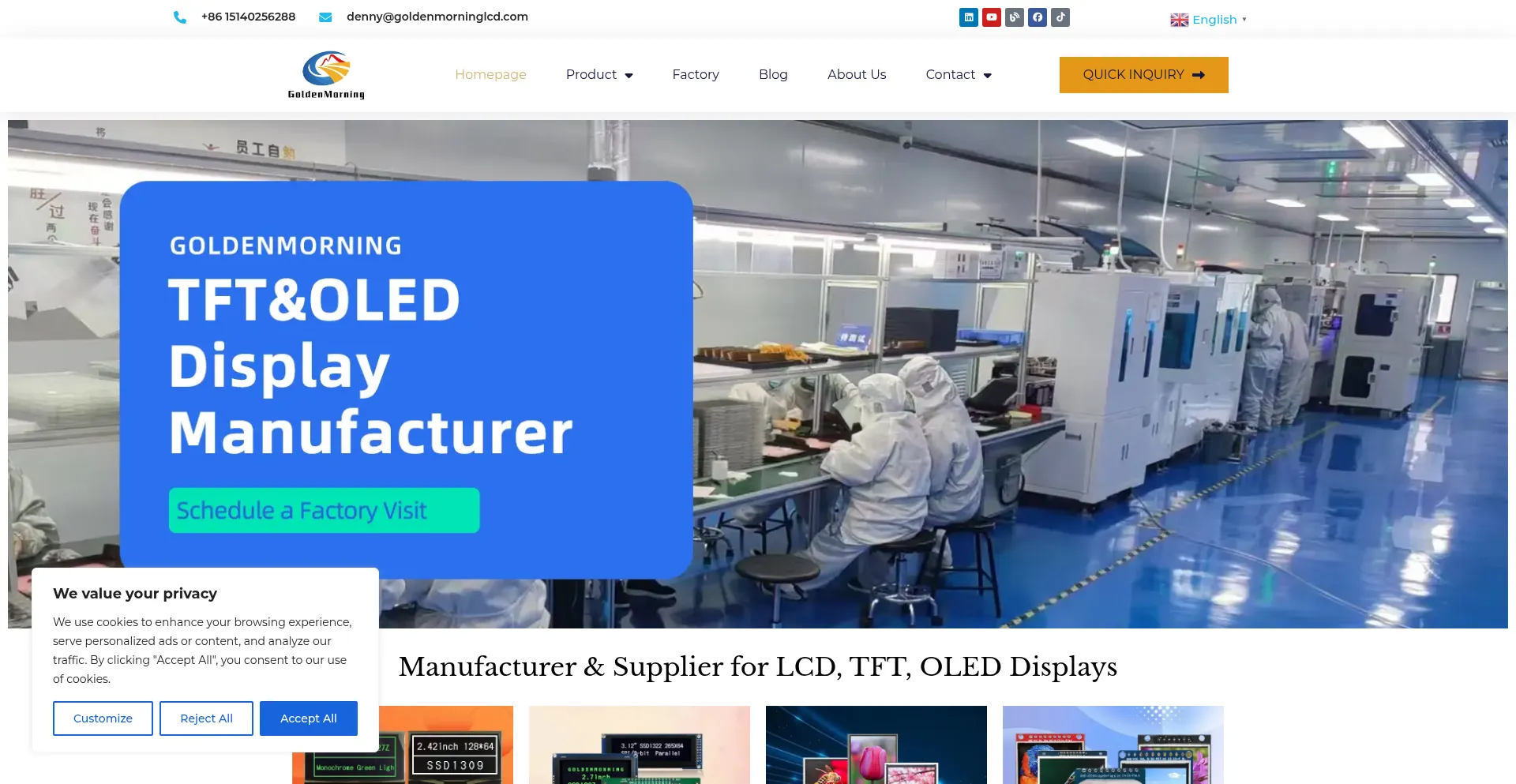 Website screenshot of Goldenmorninglcd.com