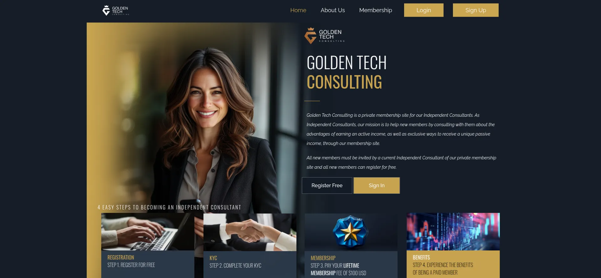Website screenshot of Goldentechconsulting.com