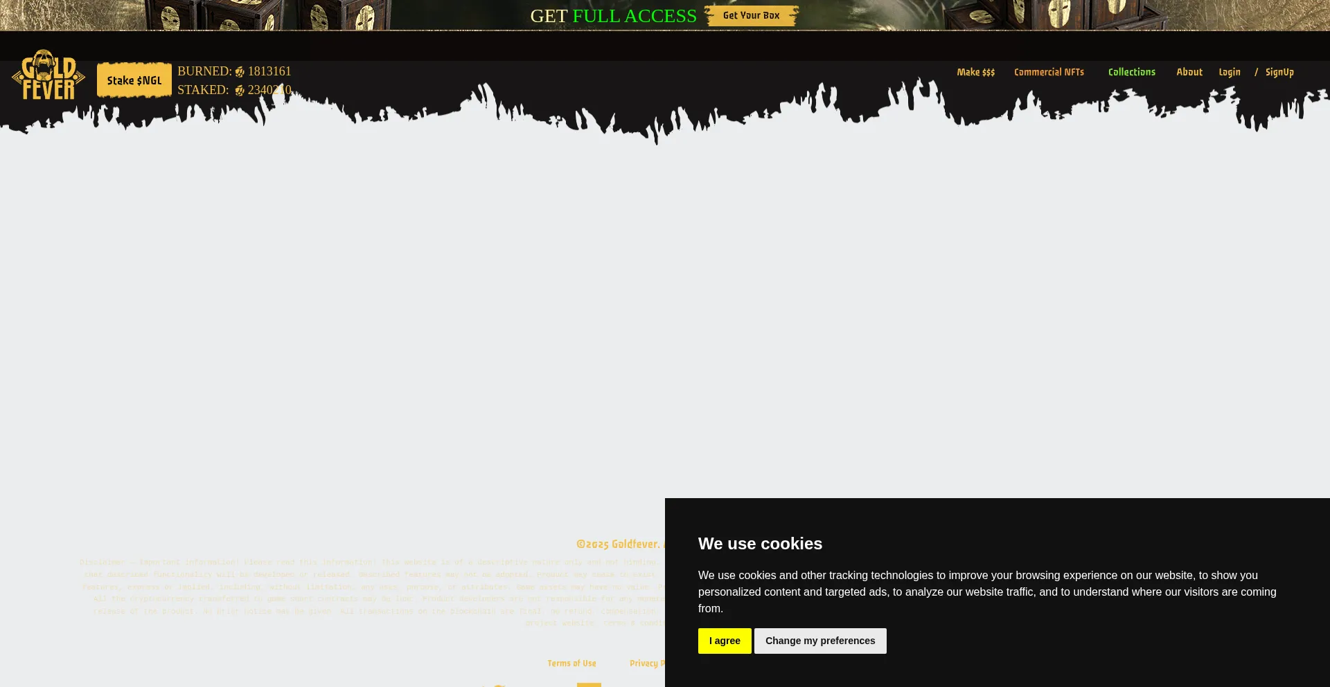 Website screenshot of Goldfever.io