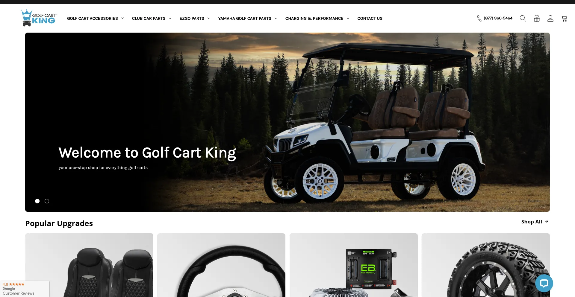 Website screenshot of Golfcartking.com