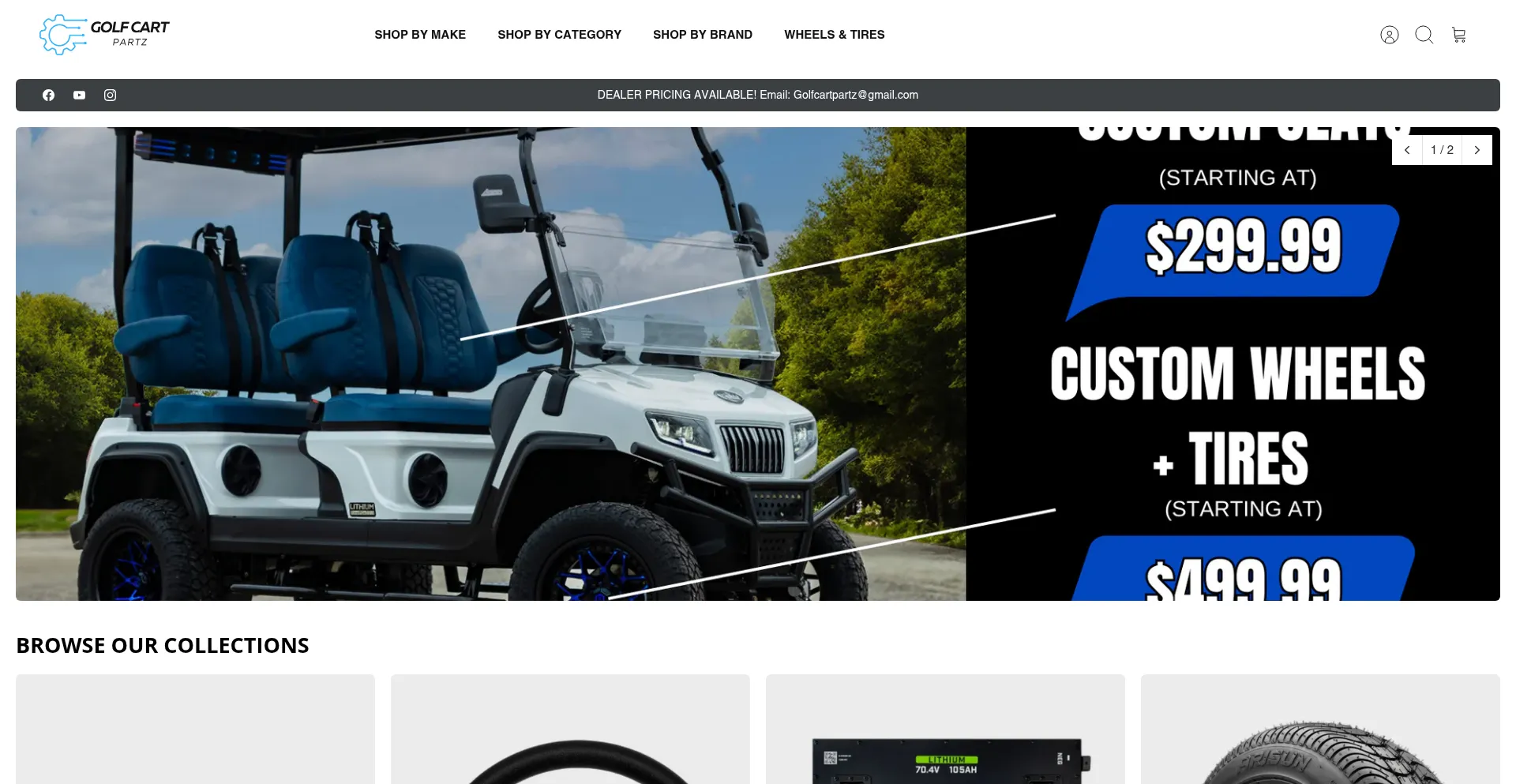 Website screenshot of Golfcartpartz.com